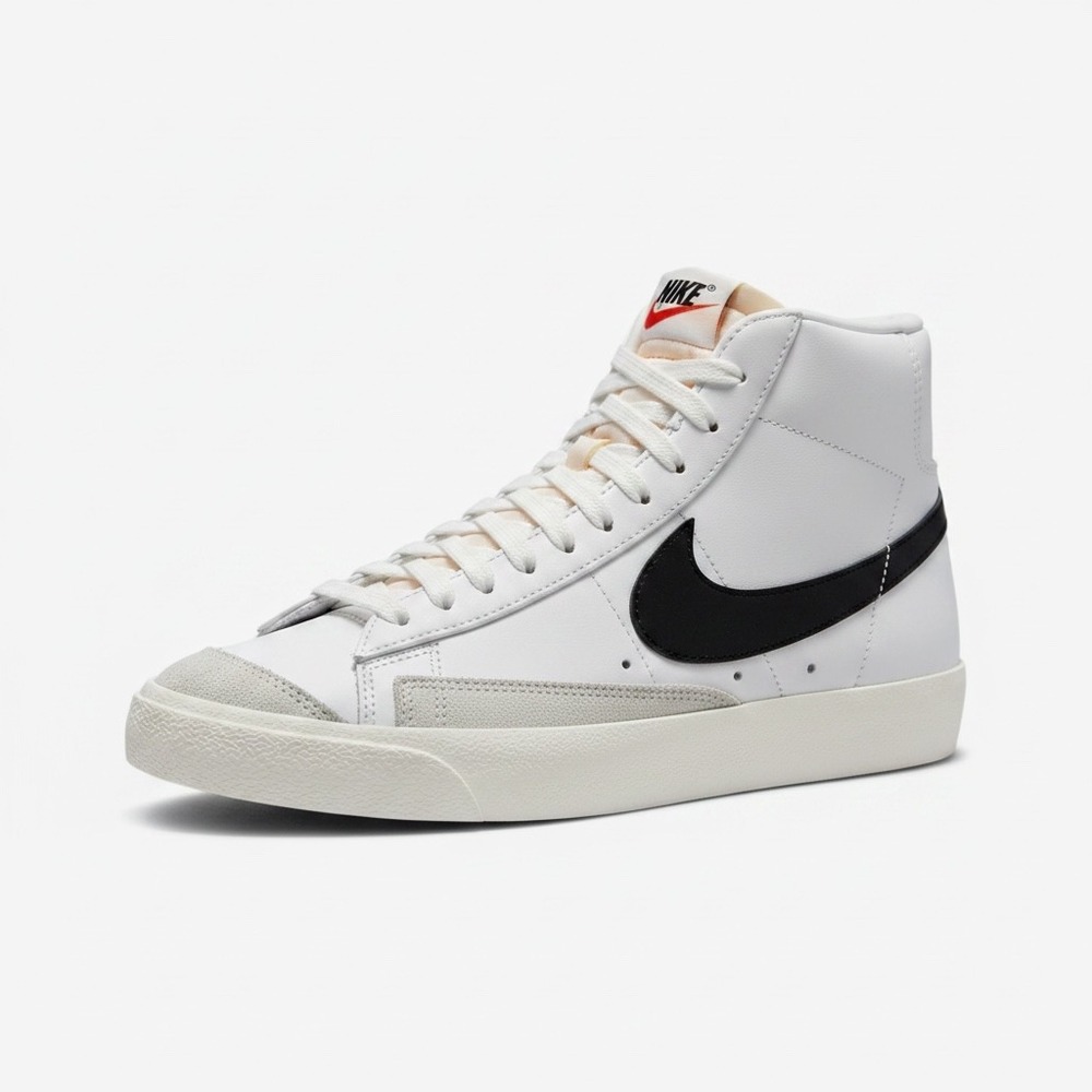 Nike Sneakers Size 9.5 White Black Blazer Mid 77 High Top Leather Suede